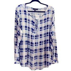 Suzanne Betro Signature Boho/Peasant Check Blouse Sz 1X NWT